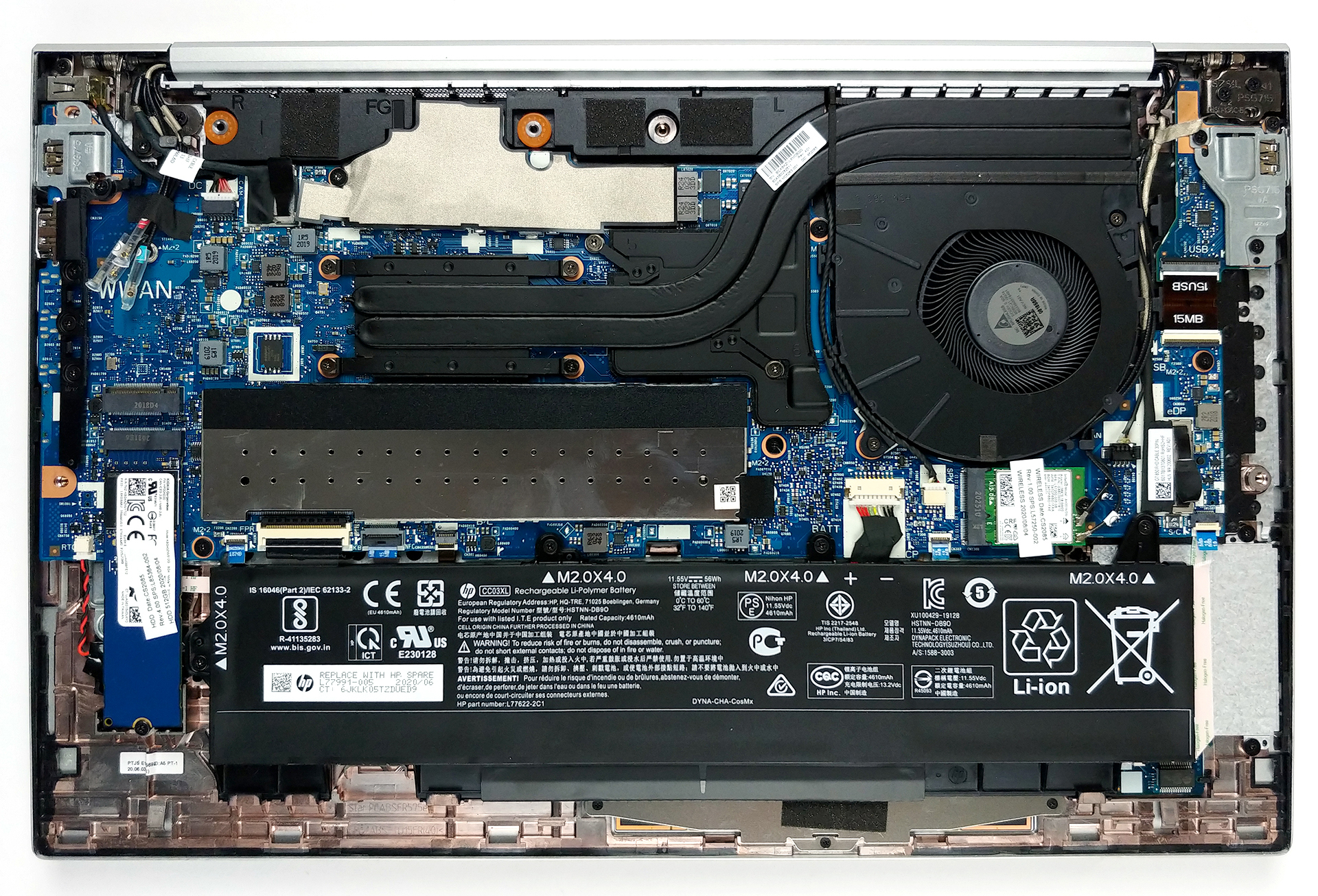 Internal Photo of HP EliteBook 850 G7 G8, 855 G7 G8, 750 G7 G8, 755 G7 G8, Zbook Firefly 15 G7 G8 backlit US keyboard (HP EliteBook 850 G7)